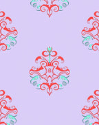 Crimson Coral Swirl Botanical Medallion Rug