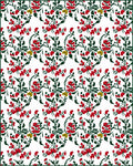Red Green Floral Vine Arrangement Rug