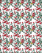 Red Green Floral Vine Arrangement Rug
