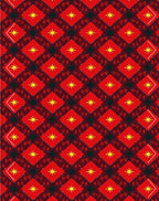Crimson Yellow Star Diamond Grid Rug