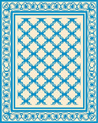 Ornate Blue Cream Lattice Border Rug