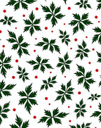 Forest Green Leaf Scatter Red Dots Rug