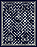 Navy Cream Interlocking Lattice Rug