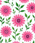 Bright Pink Daisy Floral Vines Rug