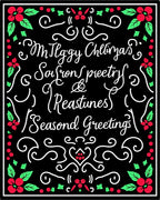 Christmassy Red Green Holly Calligraphy Rug