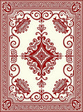 Crimson Floral Scroll Border Rug