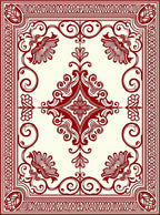 Crimson Floral Scroll Border Rug