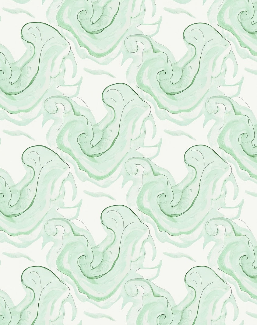 Pale Green Abstract Swirl Rug