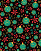Teal Yellow Red Christmas Ornaments Rug