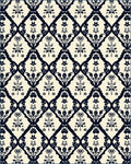Cream and Navy Floral Trellis Rug