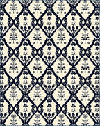 Cream and Navy Floral Trellis Rug