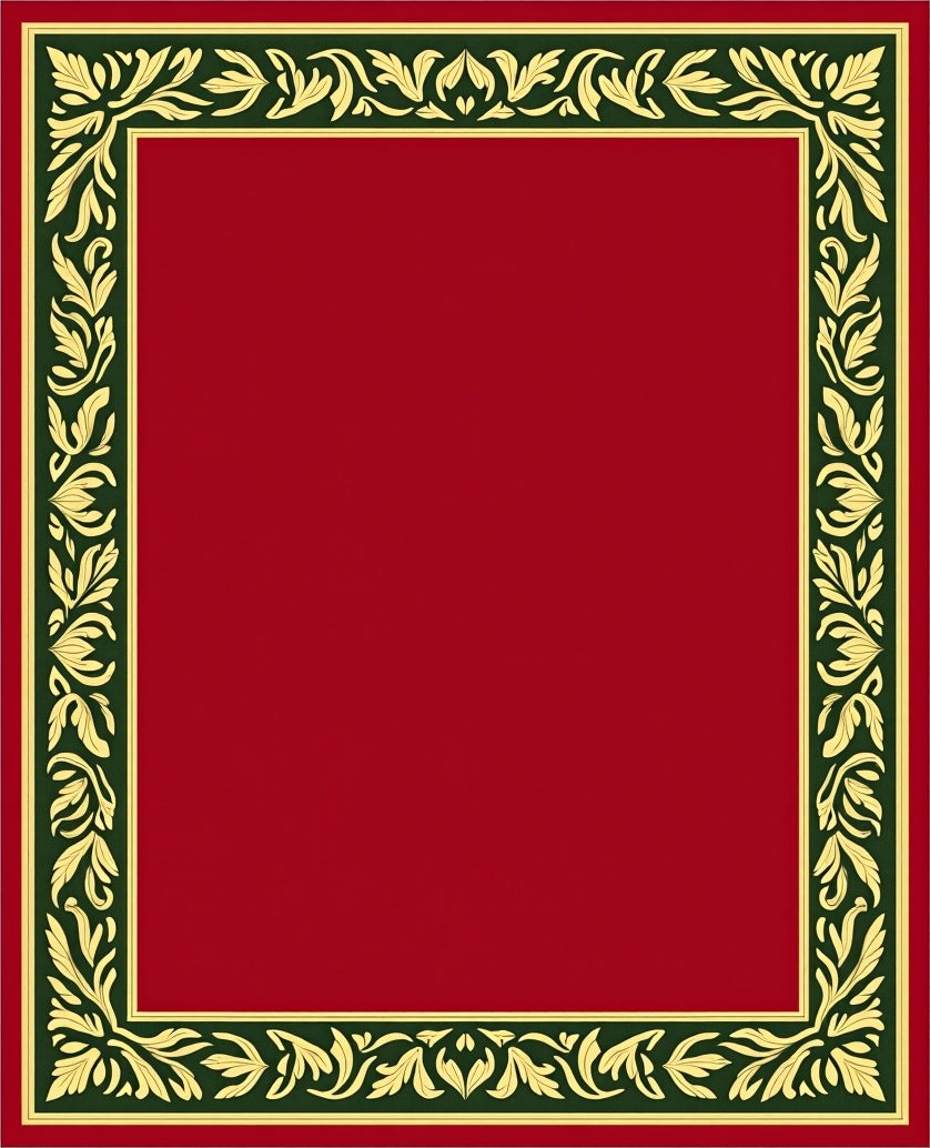 Classic Red Gold Leaf Border Rug