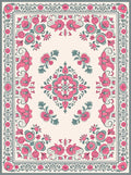 Pink Floral Medallion Vintage Border Rug