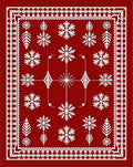 Crimson Snowflake Folk Art Rug