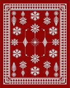 Crimson Snowflake Folk Art Rug