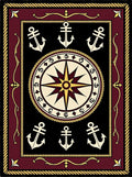 Maroon Compass Anchor Nautical Theme Rug