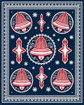 Vintage Navy Red Bell Cross Rug