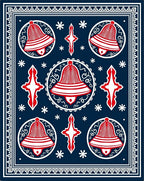 Vintage Navy Red Bell Cross Rug