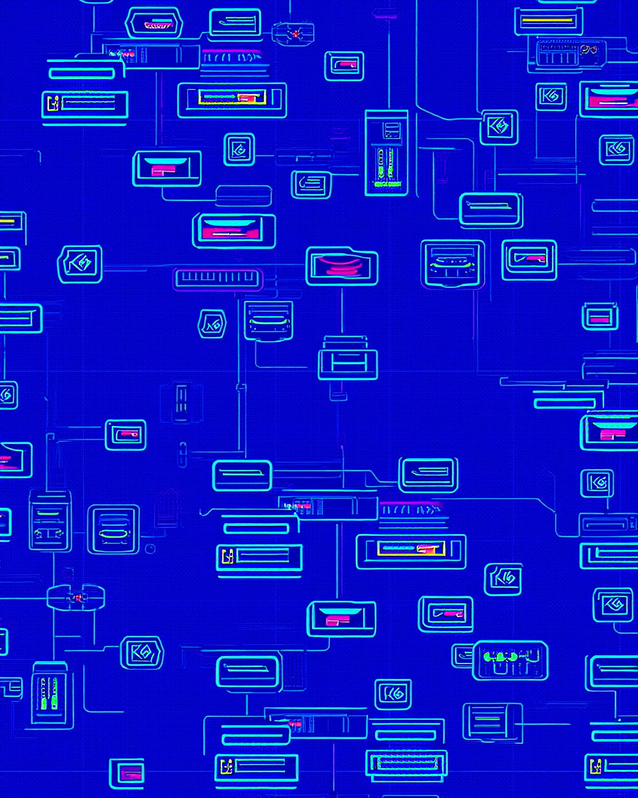 Neon Abstract Circuit Board Rug