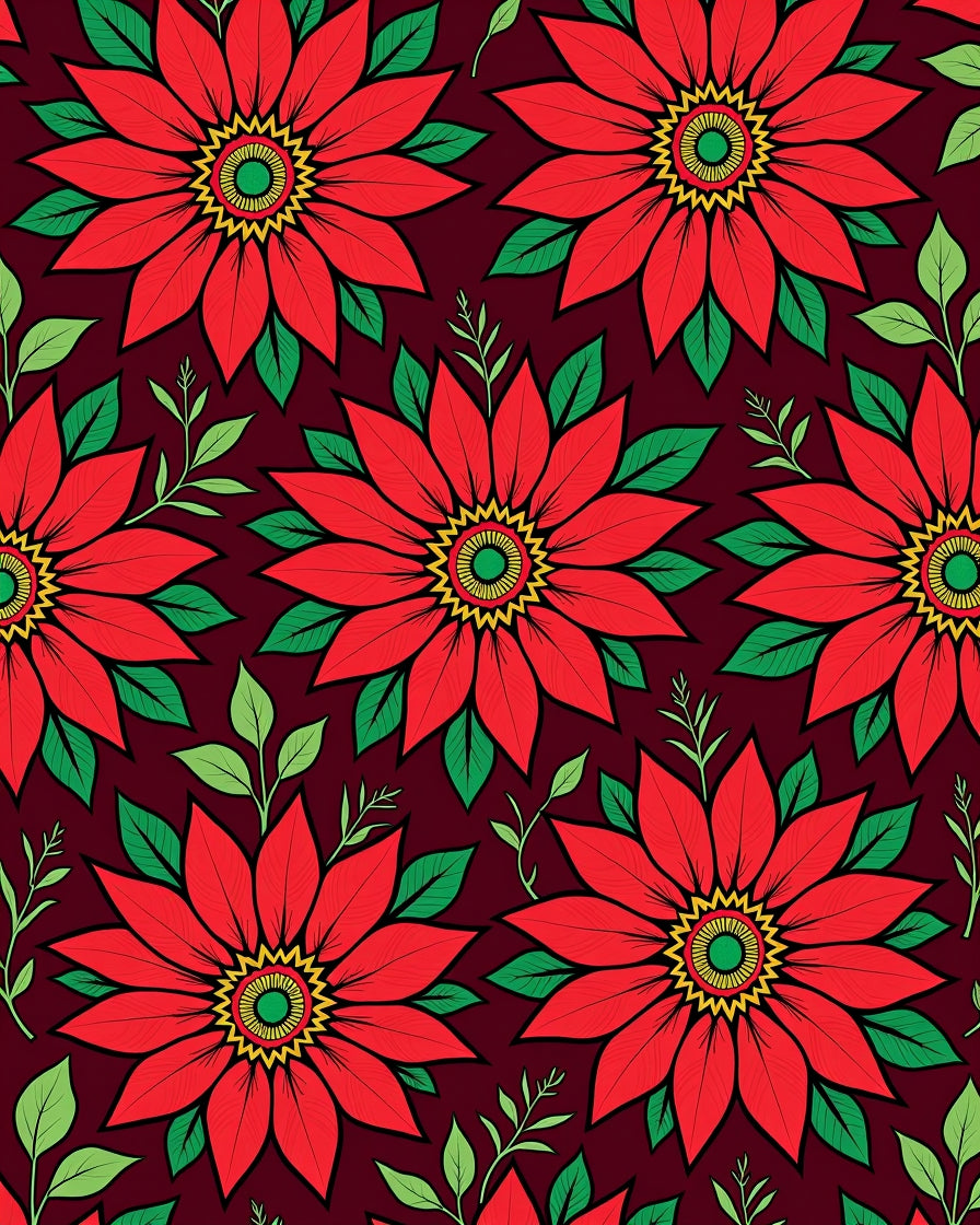 Bold Red Floral Medallion Garden Rug