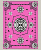 Bright Pink Medallion Floral Composition Rug