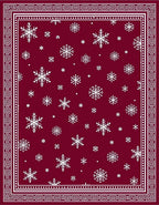 Deep Red White Snowflake Cluster Rug