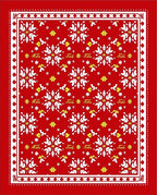 Red White Floral Medallion Folk Rug