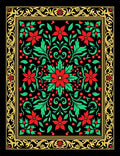 Red Green Floral Botanical Ornament Rug