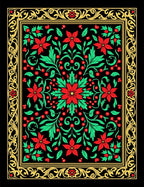 Red Green Floral Botanical Ornament Rug