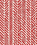 Red Swirls and Flowers Chevron Rug