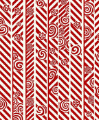 Red Swirls and Flowers Chevron Rug