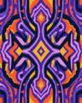 Vibrant Purple Orange Geometric Symmetry Rug