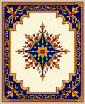 Elegant Navy Gold Floral Medallion Rug