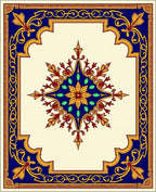 Elegant Navy Gold Floral Medallion Rug