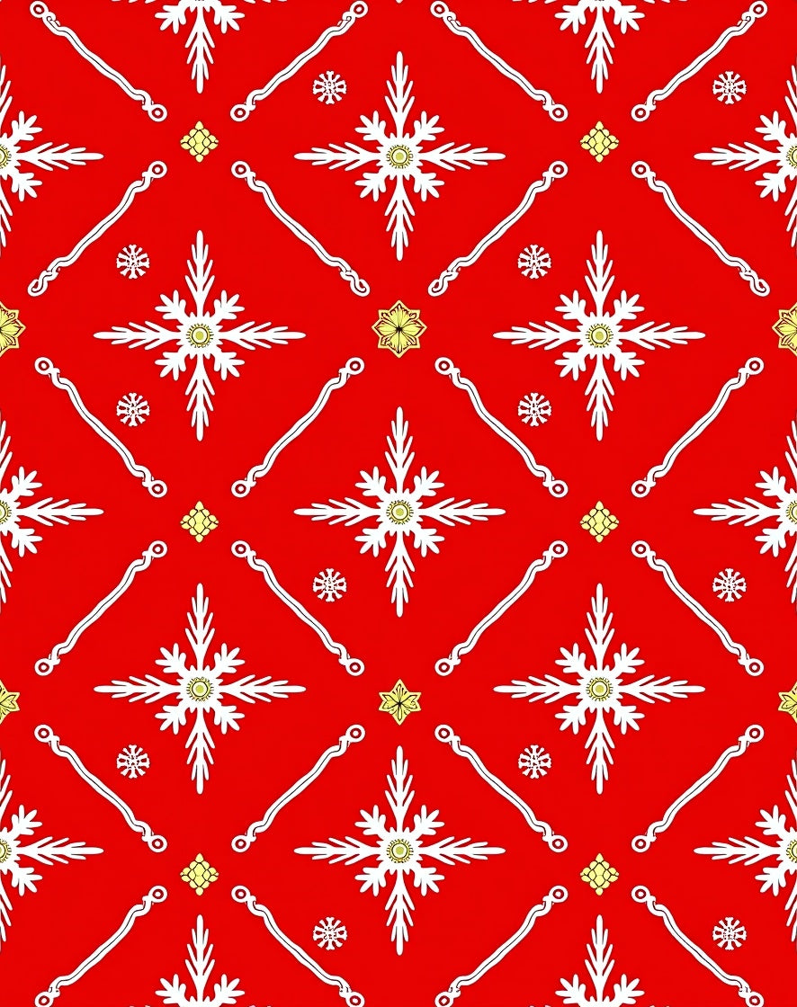 Red Festive Snowflake Medallion Rug