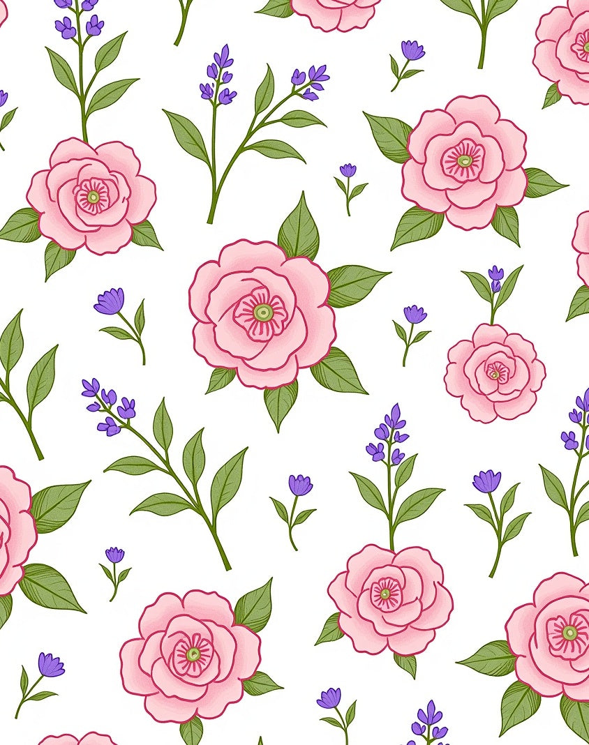 Pink Rose Lavender Garden Bloom Rug