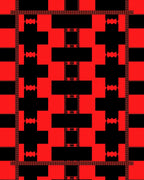 Bold Red Black Geometric Abstraction Rug