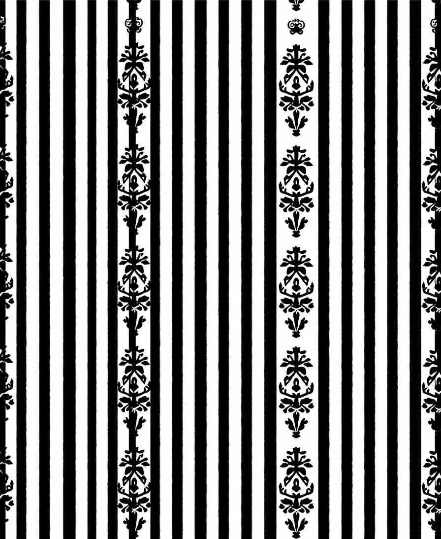 Chic Black White Vertical Stripe Panel Rug
