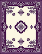 Regal Purple Floral Medallion Border Rug