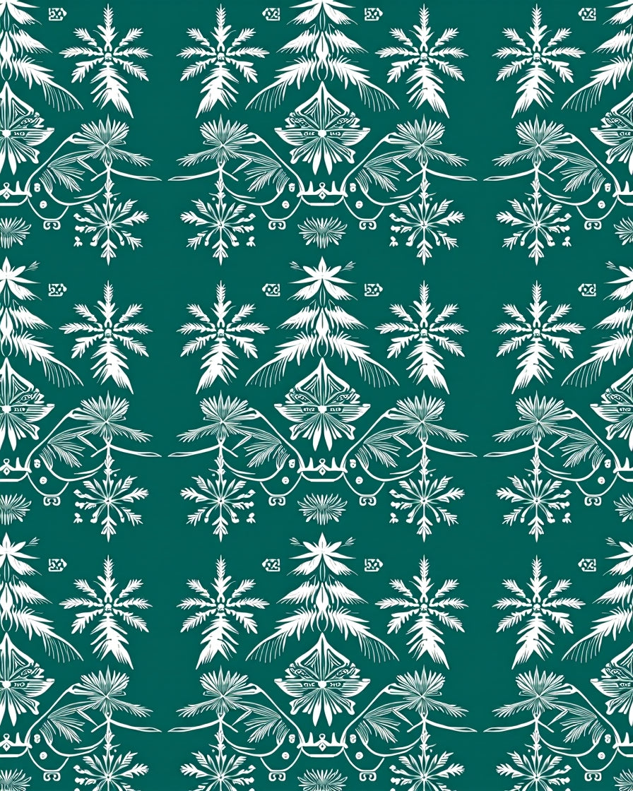 Emerald White Botanical Lace Repeating Rug