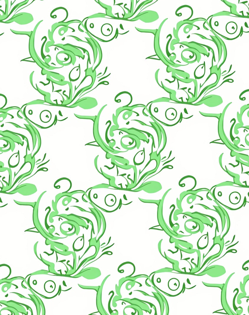 Whimsical Green Koi Swirl Rug
