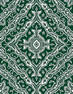 Emerald White Foliage Arabesque Rug