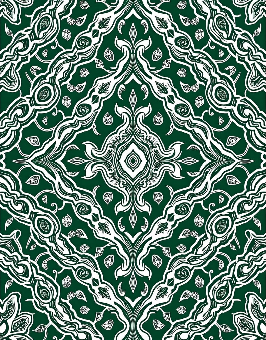 Emerald White Foliage Arabesque Rug
