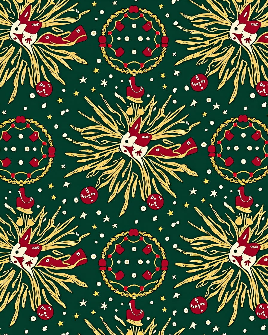Emerald Green Cosmic Rabbit Garland Rug