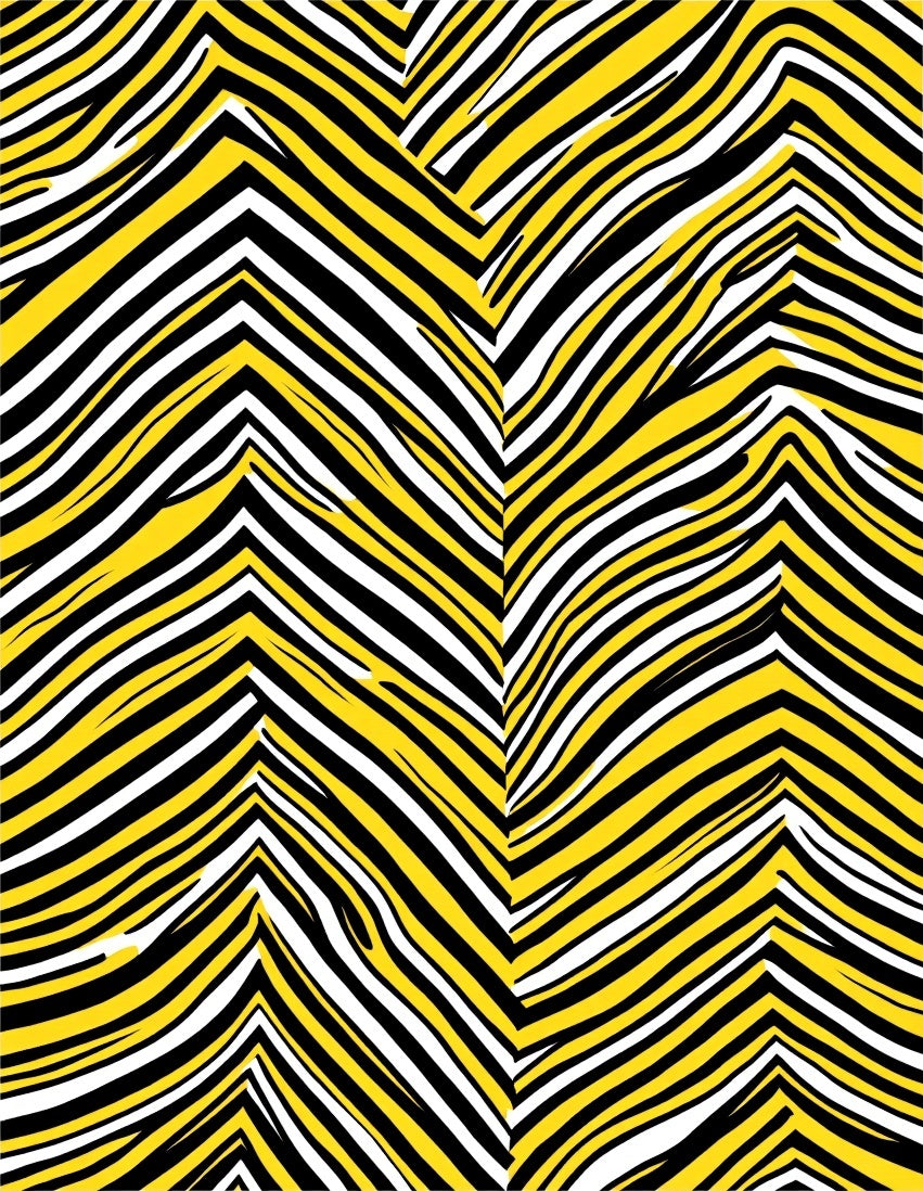 Bold Yellow Black White Jagged Stripes Rug