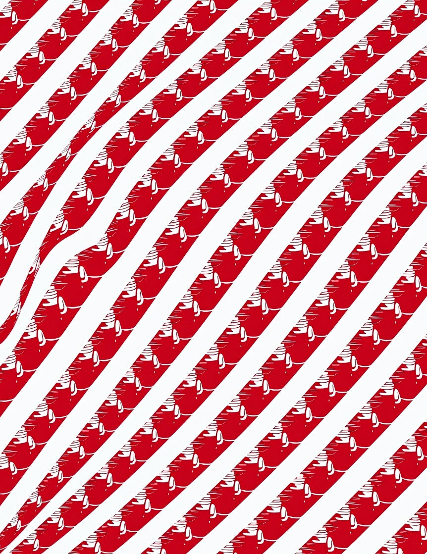 Crimson And White Slanted Stripes Rug