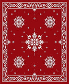 Crimson Snowflake Ornamental Border Rug