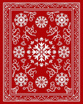 Red White Snowflake Mandala Border Rug