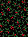 Black Holly Berry Winter Accents Rug