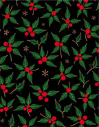 Black Holly Berry Winter Accents Rug